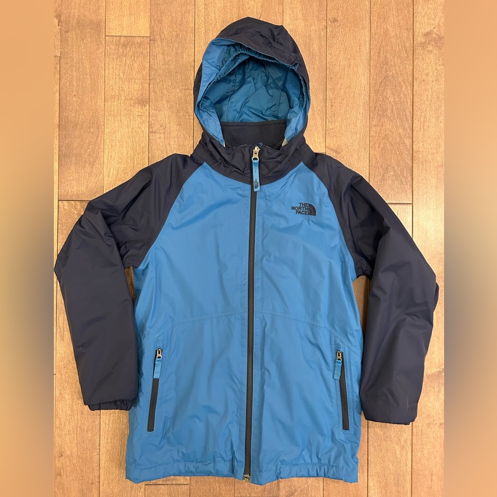 The North Face Boys Blue Hooded Jacket Youth Dark Navy Fleece Combo M/M (10/12)